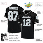 Custom Black Silver-White Mesh Authentic Throwback Football Jersey photo 4