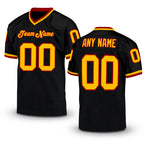 Custom Black Gold-Red Mesh Authentic Throwback Football Jersey