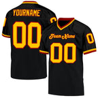 Custom Black Gold-Red Mesh Authentic Throwback Football Jersey photo 1