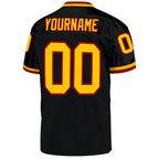Custom Black Gold-Red Mesh Authentic Throwback Football Jersey photo 3