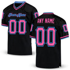 Custom Black Pink-Powder Blue Mesh Authentic Throwback Football Jersey