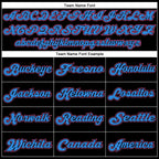 Custom Black Pink-Powder Blue Mesh Authentic Throwback Football Jersey photo 5