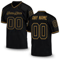 Custom Black Black-Old Gold Mesh Authentic Throwback Football Jersey
