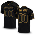 Custom Black Black-Old Gold Mesh Authentic Throwback Football Jersey