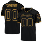 Custom Black Black-Old Gold Mesh Authentic Throwback Football Jersey photo 1