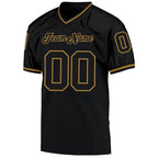 Custom Black Black-Old Gold Mesh Authentic Throwback Football Jersey photo 2