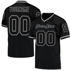 Custom Black Black-Gray Mesh Authentic Throwback Football Jersey photo 1