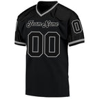 Custom Black Black-Gray Mesh Authentic Throwback Football Jersey photo 2