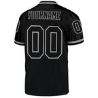 Custom Black Black-Gray Mesh Authentic Throwback Football Jersey photo 3