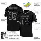 Custom Black Black-Gray Mesh Authentic Throwback Football Jersey photo 4
