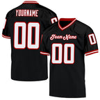 Custom Black White-Red Mesh Authentic Throwback Football Jersey photo 1