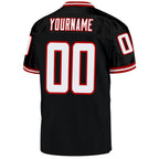 Custom Black White-Red Mesh Authentic Throwback Football Jersey photo 3