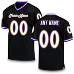 Custom Black White Purple-Old Gold Mesh Authentic Throwback Football Jersey