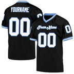 Custom Black White-Light Blue Mesh Authentic Throwback Football Jersey photo 1