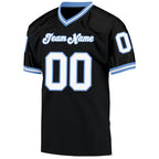 Custom Black White-Light Blue Mesh Authentic Throwback Football Jersey photo 2