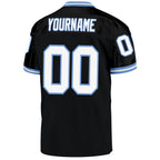 Custom Black White-Light Blue Mesh Authentic Throwback Football Jersey photo 3
