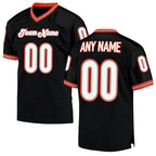 Custom Black White-Orange Mesh Authentic Throwback Football Jersey