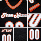 Custom Black White-Orange Mesh Authentic Throwback Football Jersey detail