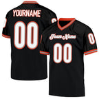 Custom Black White-Orange Mesh Authentic Throwback Football Jersey photo 1