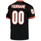 Custom Black White-Orange Mesh Authentic Throwback Football Jersey photo 3