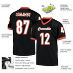 Custom Black White-Orange Mesh Authentic Throwback Football Jersey photo 4