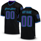 Custom Black Purple-Aqua Mesh Authentic Throwback Football Jersey