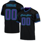 Custom Black Purple-Aqua Mesh Authentic Throwback Football Jersey photo 1