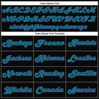 Custom Black Purple-Aqua Mesh Authentic Throwback Football Jersey photo 5