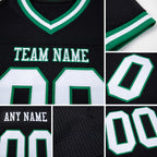 Custom Black White-Kelly Green Mesh Authentic Throwback Football Jersey detail