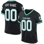 Custom Black White-Kelly Green Mesh Authentic Throwback Football Jersey photo 1