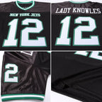 Custom Black White-Kelly Green Mesh Authentic Throwback Football Jersey photo 4