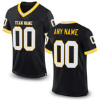 Custom Black White-Gold Mesh Authentic Throwback Football Jersey