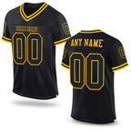 Custom Black Black-Gold Mesh Authentic Throwback Football Jersey