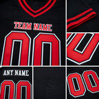 Custom Black Red-White Mesh Authentic Throwback Football Jersey detail