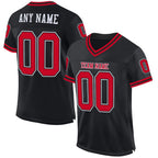 Custom Black Red-White Mesh Authentic Throwback Football Jersey photo 1