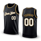 Custom Black White-Old Gold Authentic Throwback Basketball Jersey