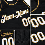 Custom Black White-Old Gold Authentic Throwback Basketball Jersey detail