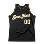 Custom Black White-Old Gold Authentic Throwback Basketball Jersey photo 4