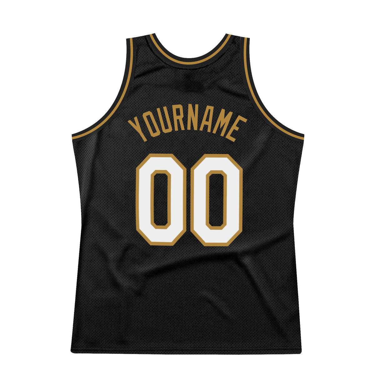 Custom Black White-Old Gold Authentic Throwback Basketball Jersey photo 5