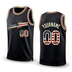 Custom Black Vintage USA Flag-Cream Authentic Throwback Basketball Jersey