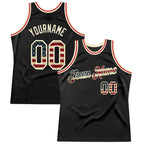 Custom Black Vintage USA Flag-Cream Authentic Throwback Basketball Jersey photo 1