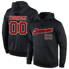 Custom Stitched Black Red-White Sports Pullover Sweatshirt Hoodie photo 1