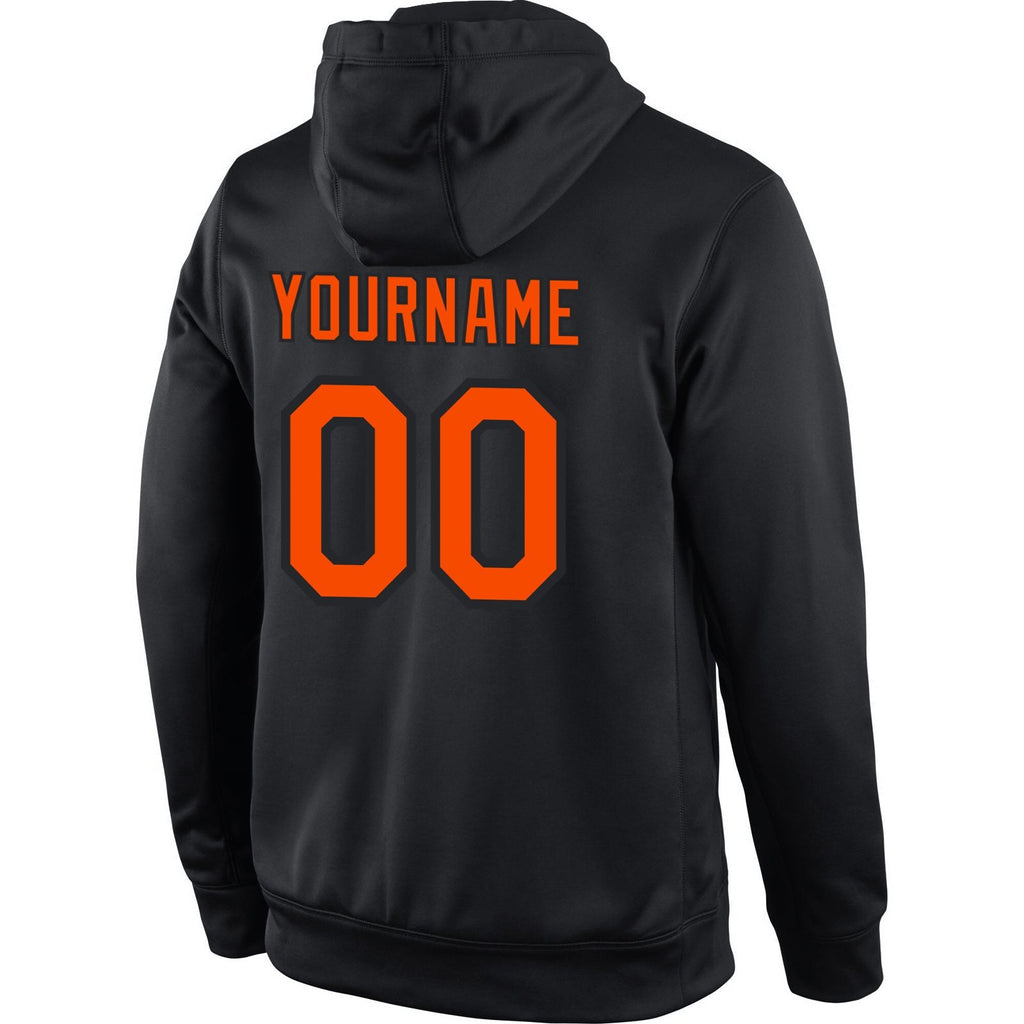 Custom Stitched Black Orange Sports Pullover Sweatshirt Hoodie photo 3