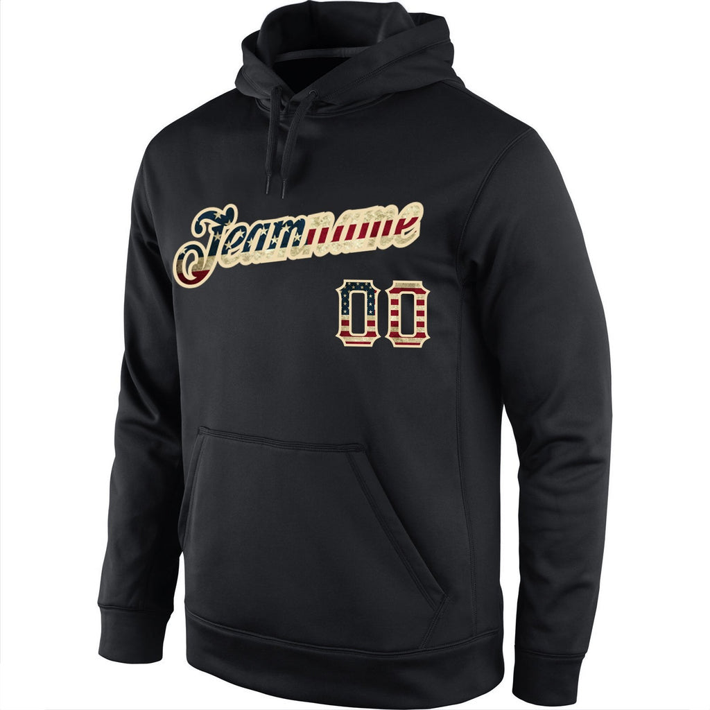 Custom Stitched Black Vintage USA Flag-Cream Sports Pullover Sweatshirt Hoodie photo 2