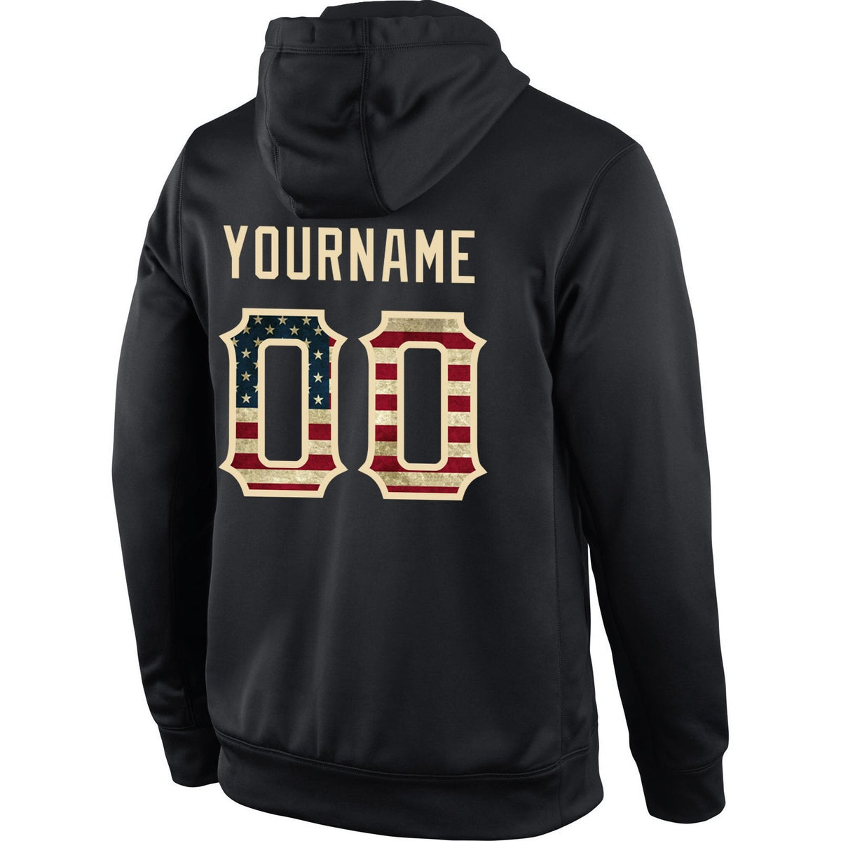 Custom Stitched Black Vintage USA Flag-Cream Sports Pullover Sweatshirt Hoodie photo 3