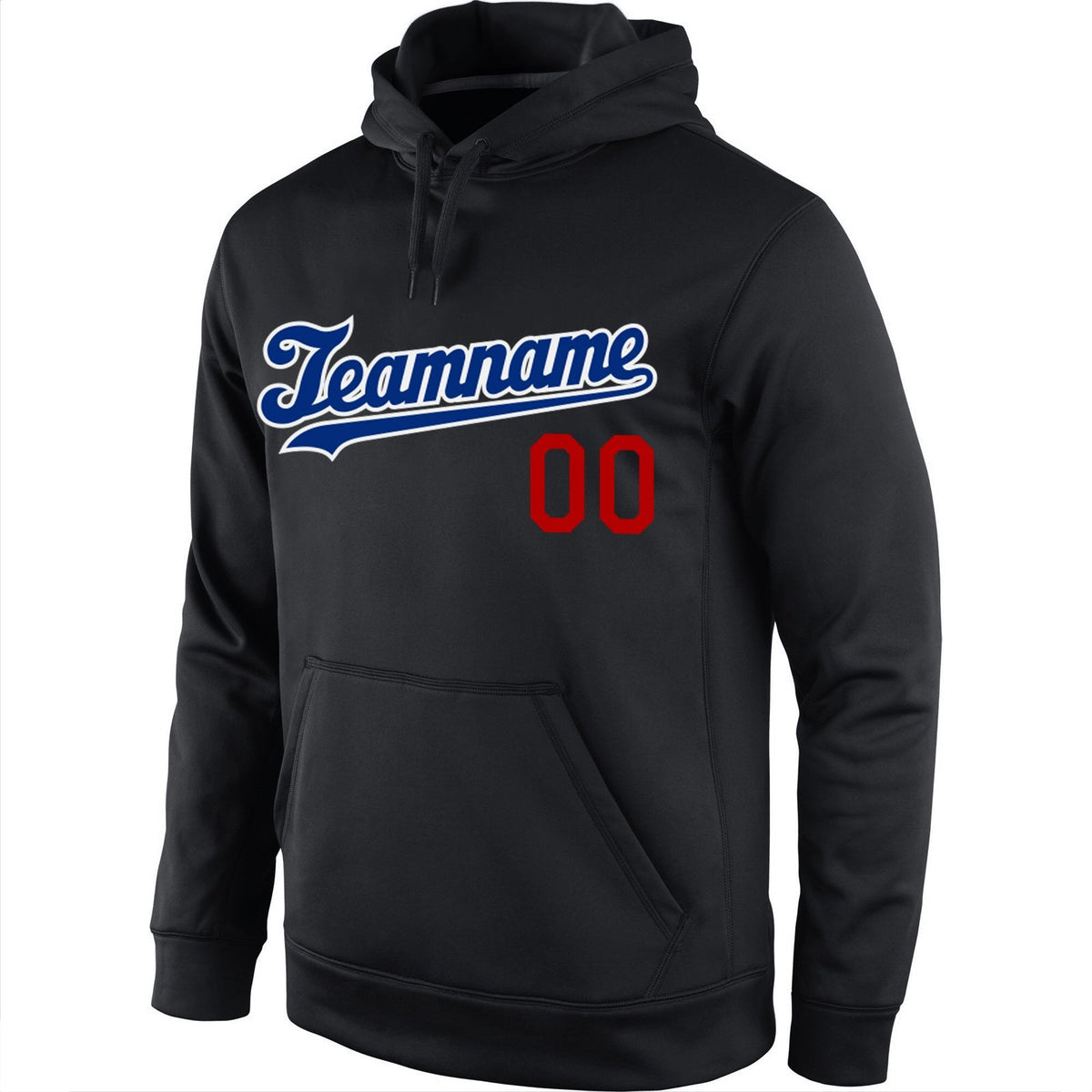 Custom Stitched Black Royal-Red Sports Pullover Sweatshirt Hoodie photo 3