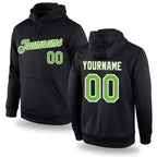 Custom Stitched Black Neon Green-White Sports Pullover Sweatshirt Hoodie