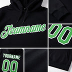 Custom Stitched Black Neon Green-White Sports Pullover Sweatshirt Hoodie detail