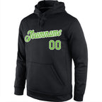 Custom Stitched Black Neon Green-White Sports Pullover Sweatshirt Hoodie photo 2