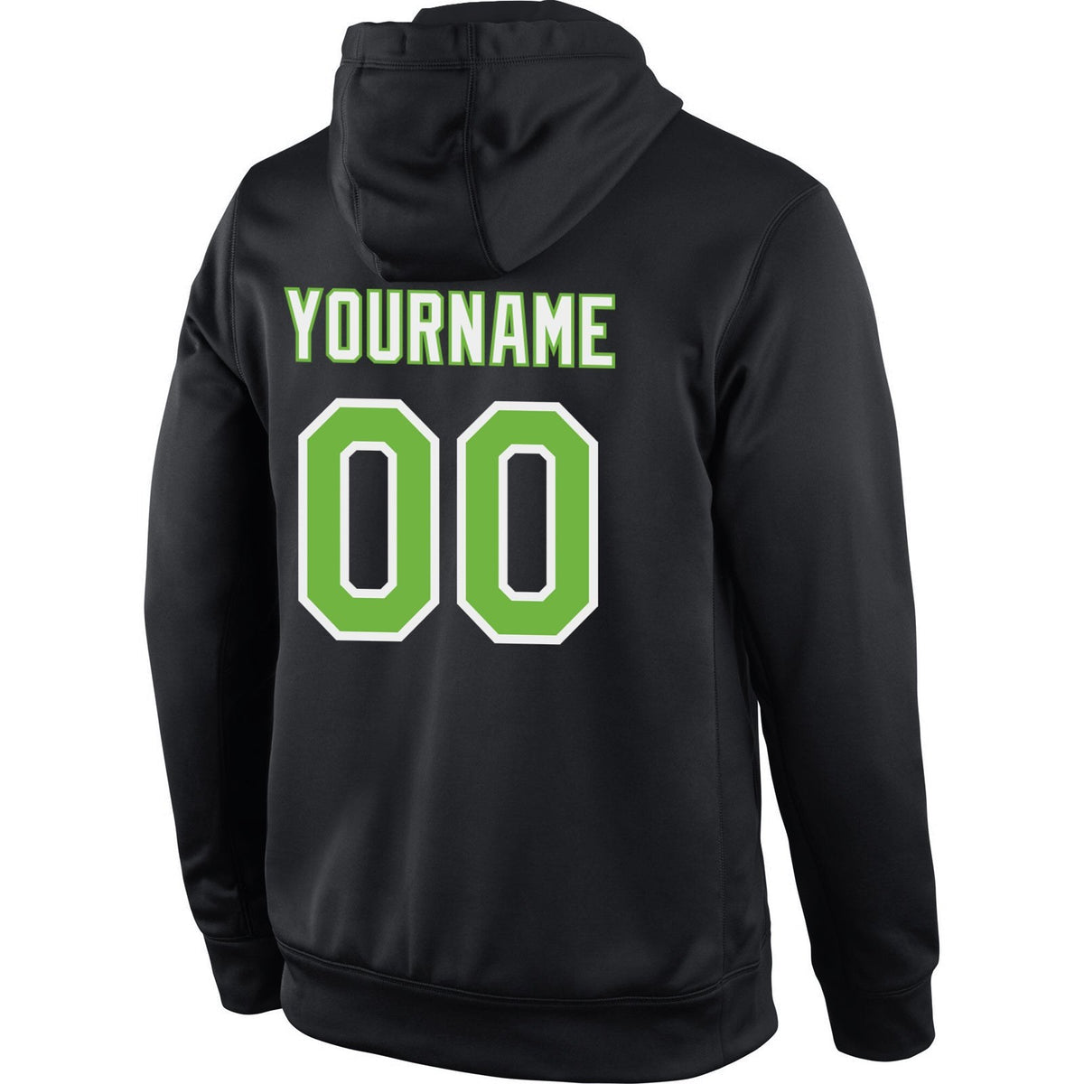 Custom Stitched Black Neon Green-White Sports Pullover Sweatshirt Hoodie photo 3